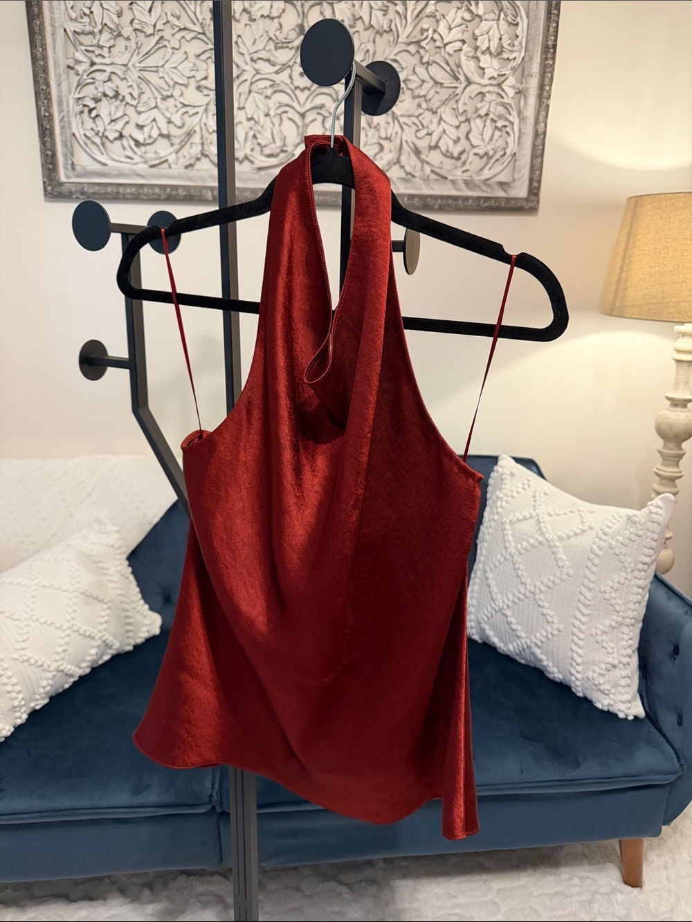 Vince Satin Halter Camisole in Rust